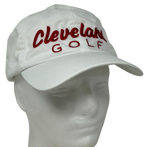 Cleveland Golf Dad Hat Cap Golfer Golfing White Cotton 6 Panel Strapback - Picture 1 of 12